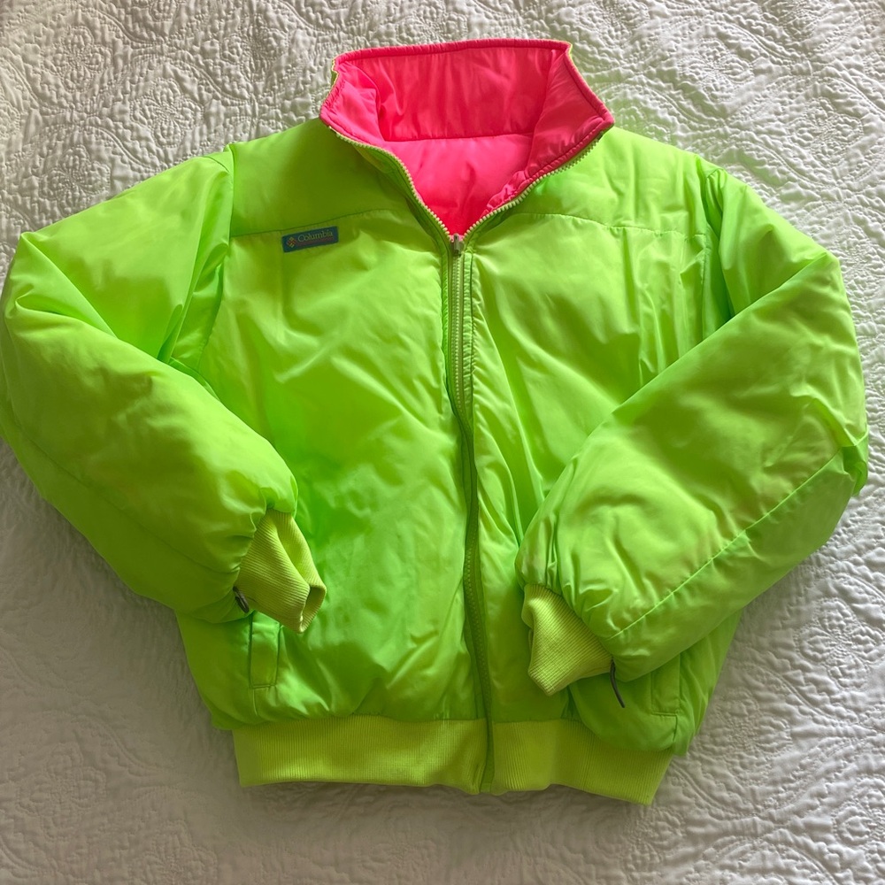 80s/90s Columbia Neon Reversible Down Ski Jacket